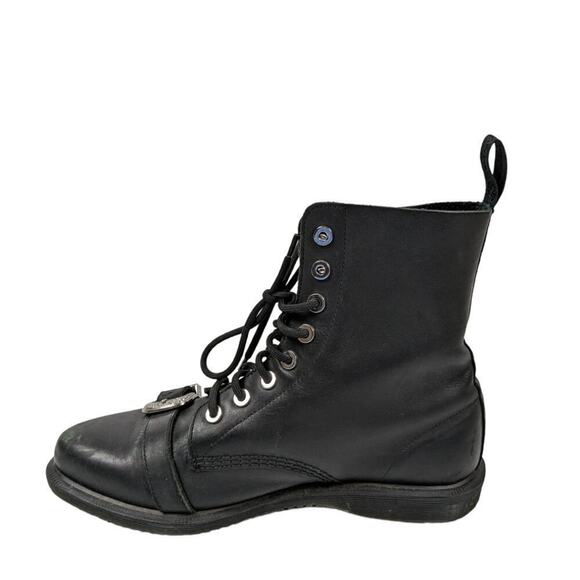 Dr. Martens Ulima Boots EU 41 Black Leather Lace Up Modern Punk Buckle Toe - Picture 2 of 6